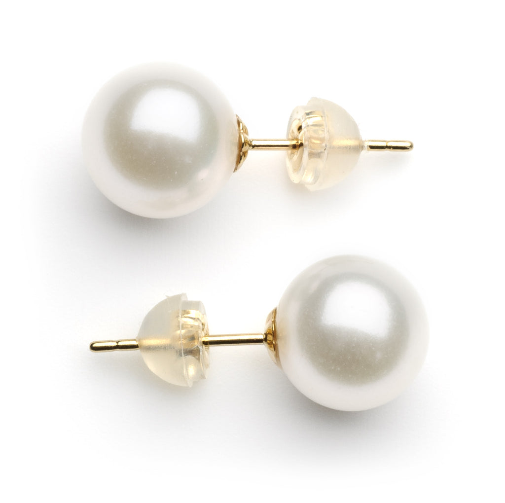 10 mm AAA White Freshwater Pearl Stud Earrings