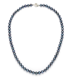 Necklace/Earrings Set 6.0-7.0 mm Black Freshwater Pearls