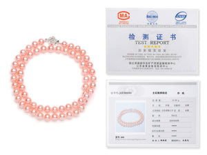 Necklace/Earrings Set 7.0-8.0 mm Pink Freshwater Pearls