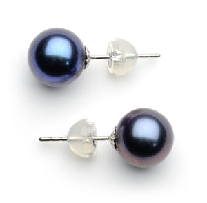 8.0-9.0 mm AAA Black Freshwater Pearl Stud Earrings