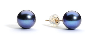 8.0-9.0 mm AAA Black Freshwater Pearl Stud Earrings
