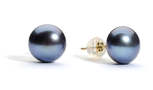 9 mm AAA Black Freshwater Pearl Stud Earrings