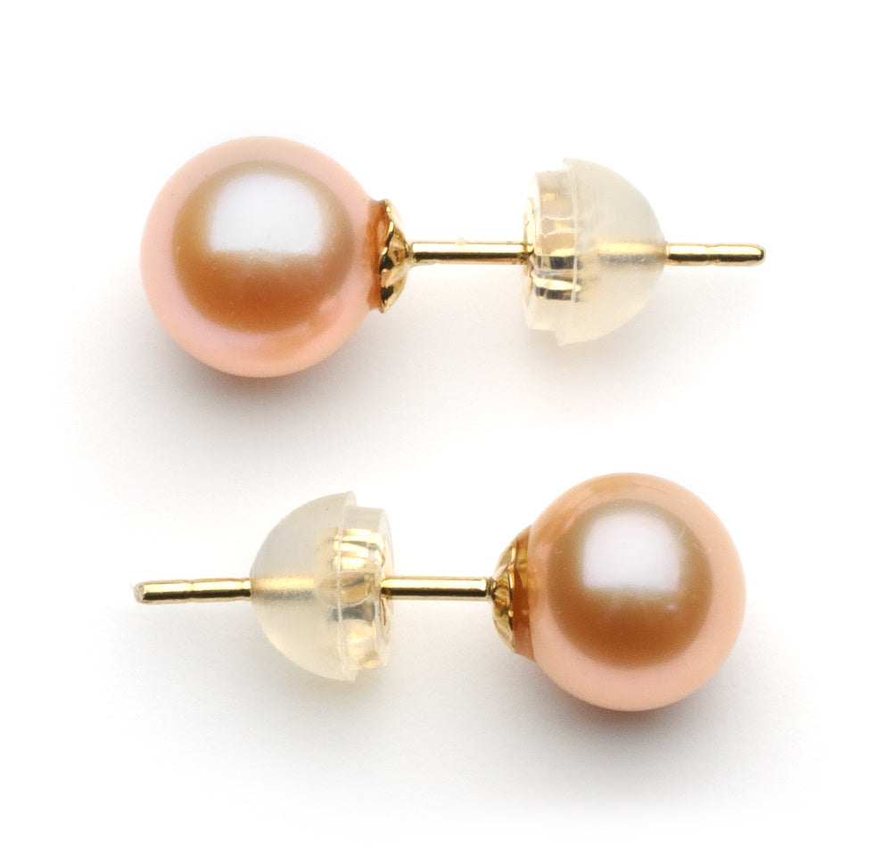 6.0-7.0 mm AAA Pink Freshwater Pearl Stud Earrings