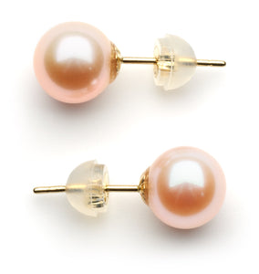 7.0 -8.0 mm AAA Pink Freshwater Pearl Stud Earrings