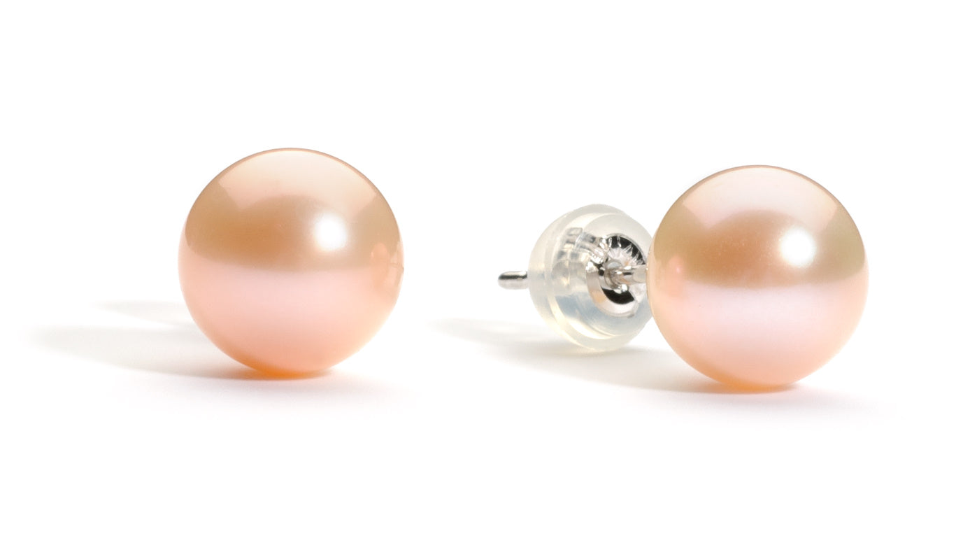 8.0-9.0 mm AAA Pink Freshwater Pearl Stud Earrings