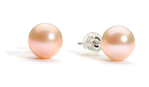 8.0-9.0 mm AAA Pink Freshwater Pearl Stud Earrings