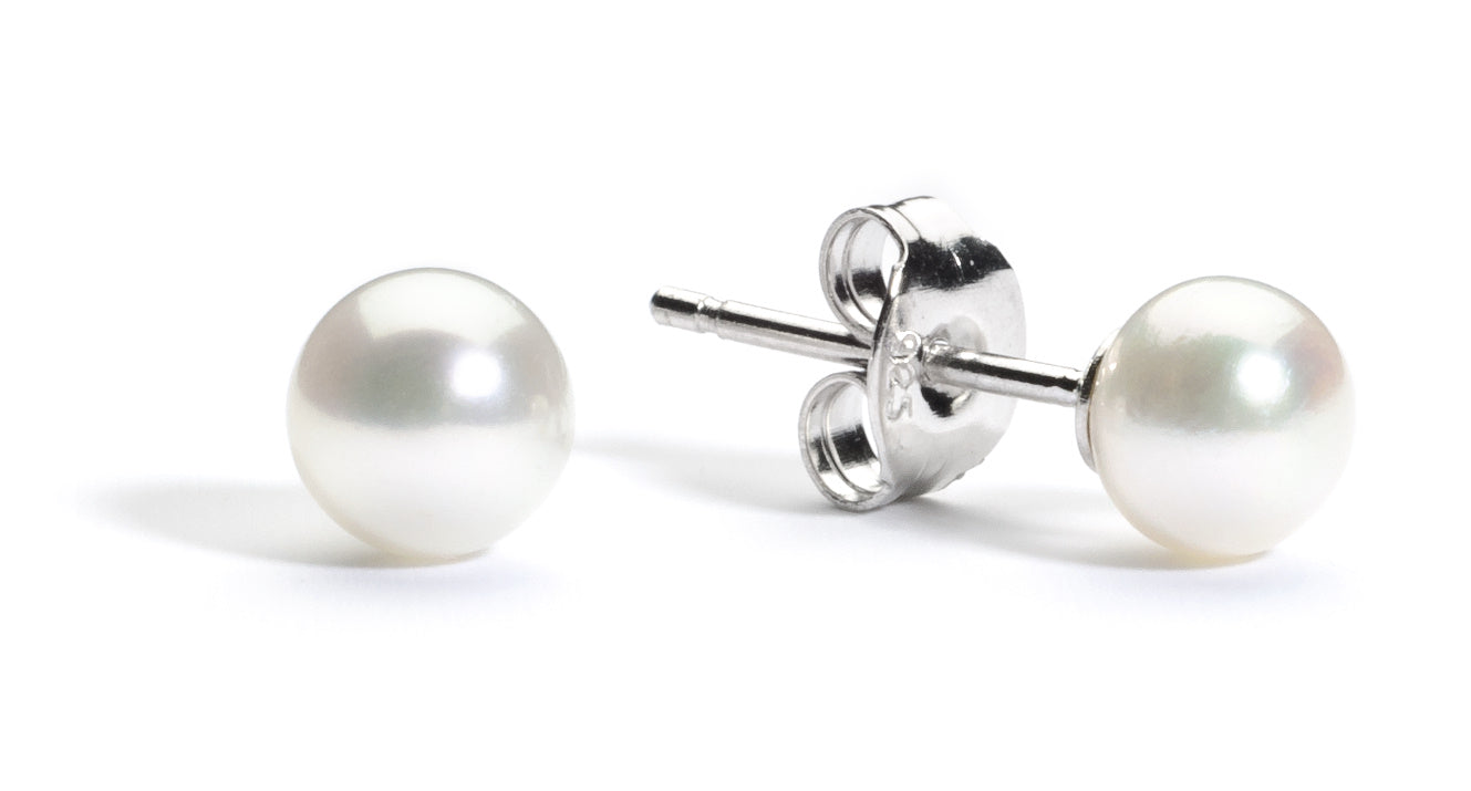 5.0-6.0 mm AA+ White Freshwater Pearl Stud Earrings