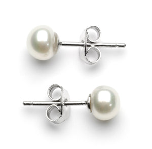 5.0-6.0 mm AA+ White Freshwater Pearl Stud Earrings