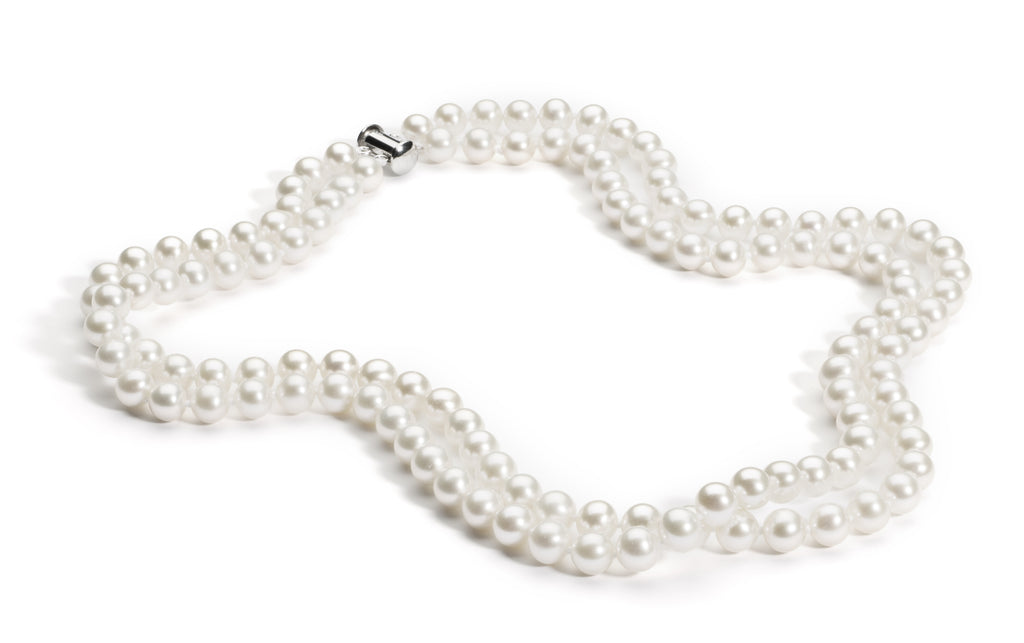 Double Strand Necklace/Bracelet Set 7.0-8.0 mm White Freshwater Pearls