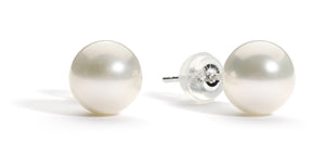 7.0-8.0 mm AAA White Freshwater Pearl Stud Earrings