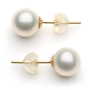 7.0-8.0 mm AAA White Freshwater Pearl Stud Earrings