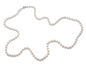 8.0-9.0 mm 35 Inch White Freshwater Pearl Necklace