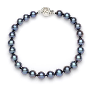 Necklace/Bracelet Set 6.0-7.0 mm Black Freshwater Pearls