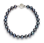 Necklace/Bracelet Set 7.0-8.0 mm Black Freshwater Pearls