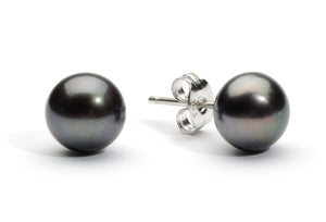 7.0 -8.0 mm AA+ Black Freshwater Pearl Stud Earrings