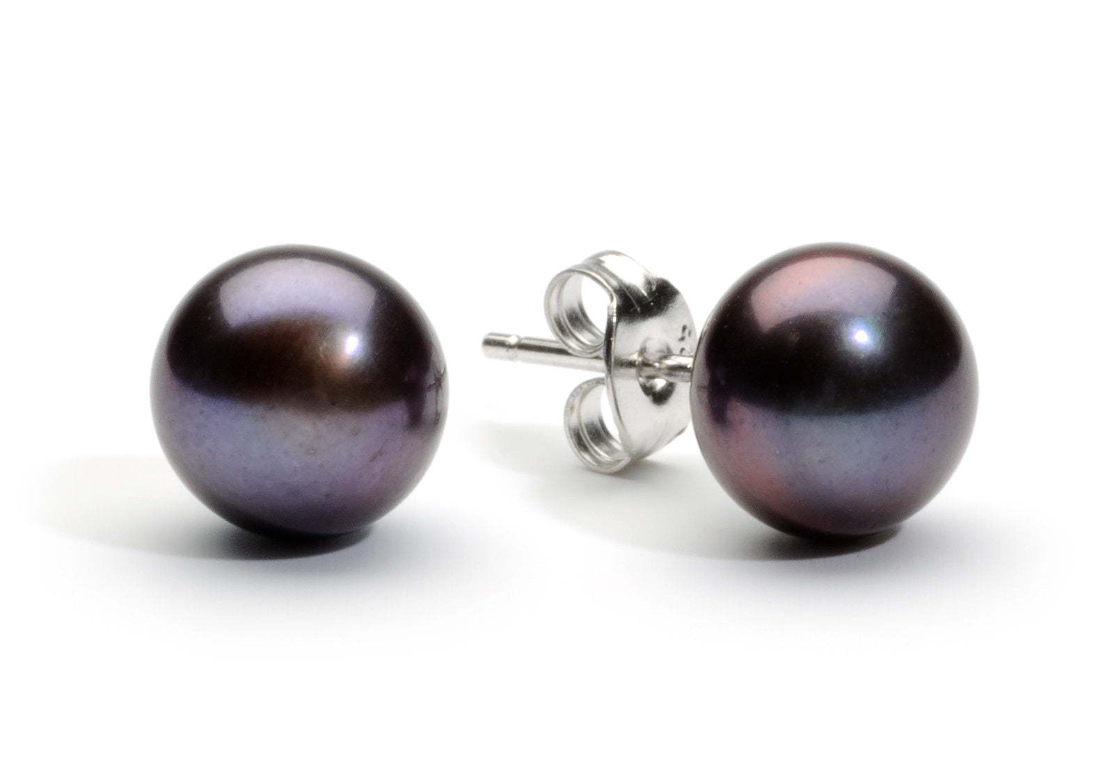 8.0-9.0 mm AA+ Black Freshwater Pearl Stud Earrings