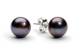 9 mm AA+ Black Freshwater Pearl Stud Earrings
