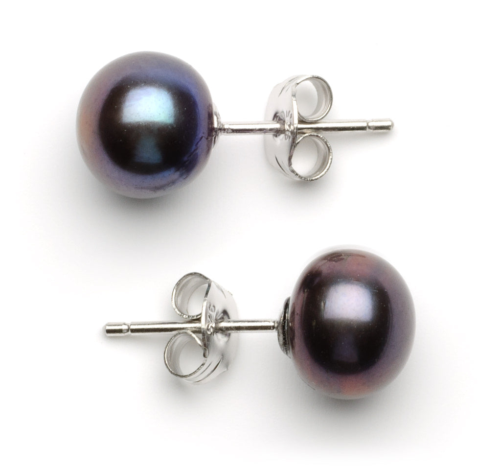 Necklace/Earrings Set 8.0-9.0 mm Black Freshwater Pearls
