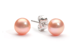 6.0 -7.0 mm AA+ Pink Freshwater Pearl Stud Earrings