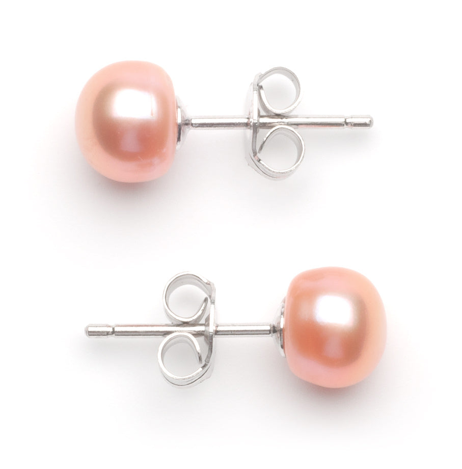 6.0 -7.0 mm AA+ Pink Freshwater Pearl Stud Earrings