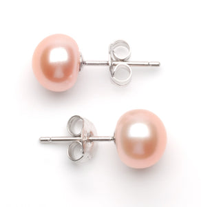 7.0 -8.0 mm AA+Pink Freshwater Pearl Stud Earrings