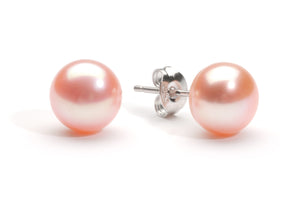 8.0 -9.0 mm AA+ Pink Freshwater Pearl Stud Earrings