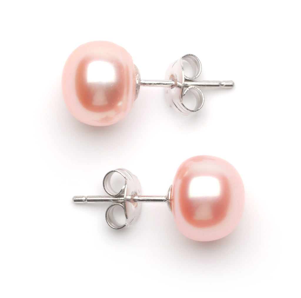 8.0 -9.0 mm AA+ Pink Freshwater Pearl Stud Earrings