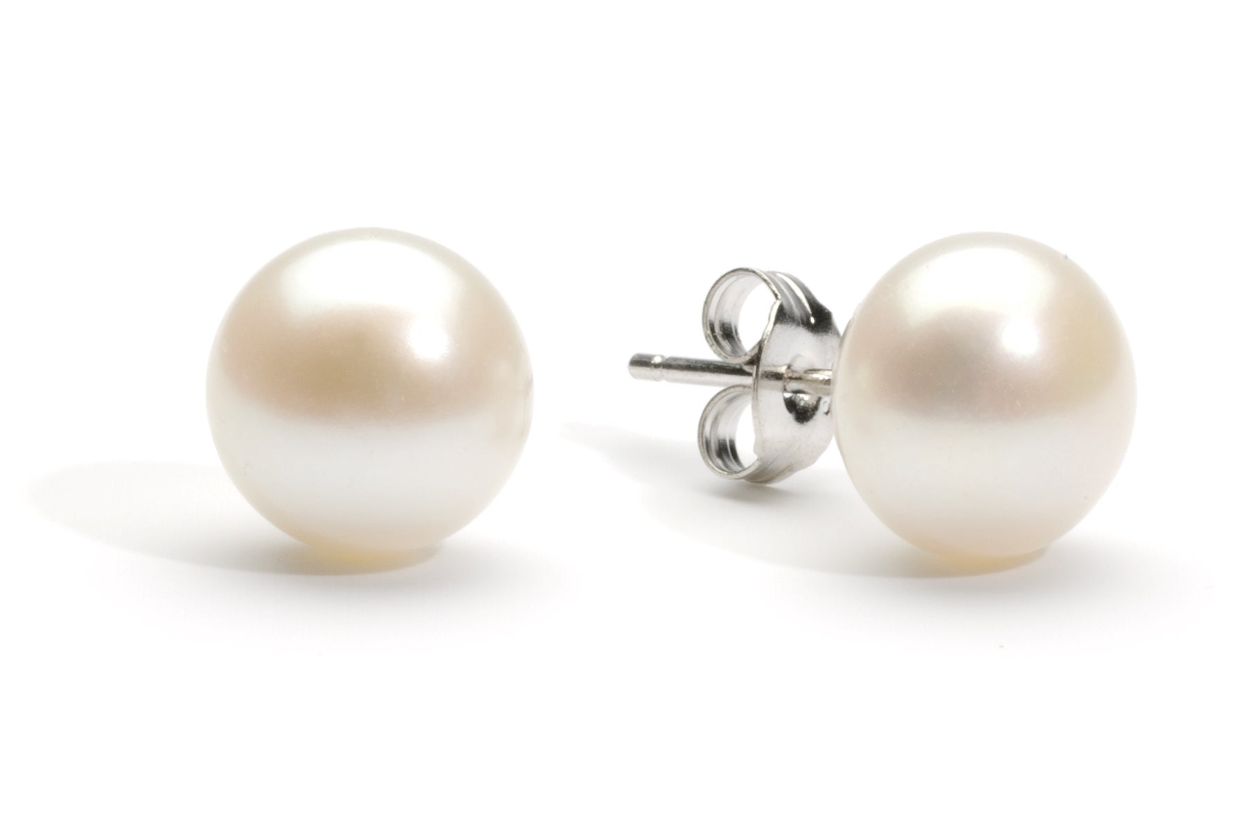 10 mm AA+ White Freshwater Pearl Stud Earrings