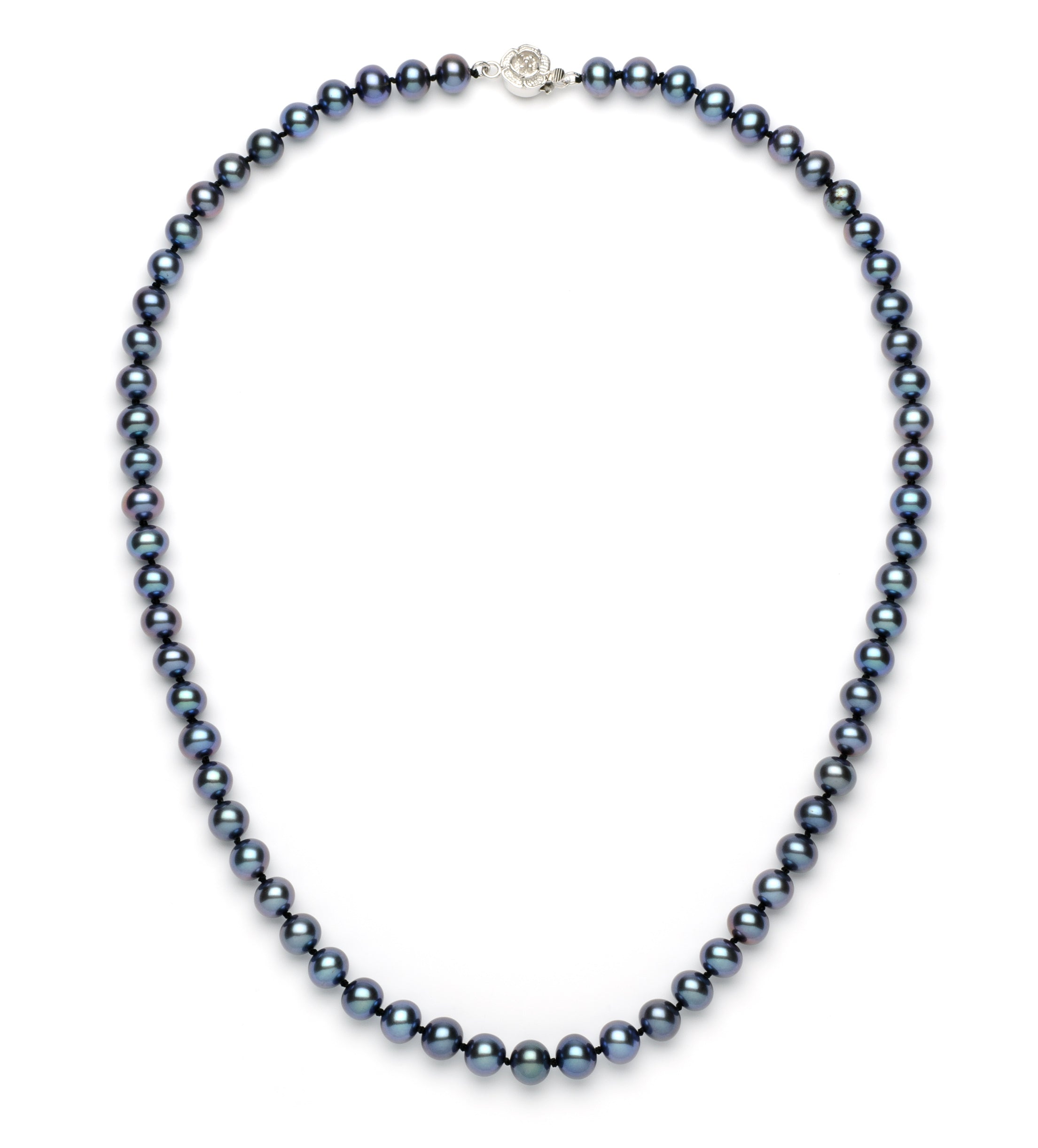Necklace/Earrings Set 6.0-7.0 mm Black Freshwater Pearls