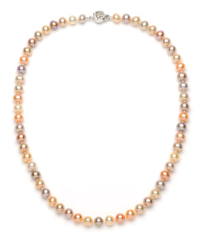 Necklace/Earrings Set 6.0-7.0 mm Multi-color Freshwater Pearls