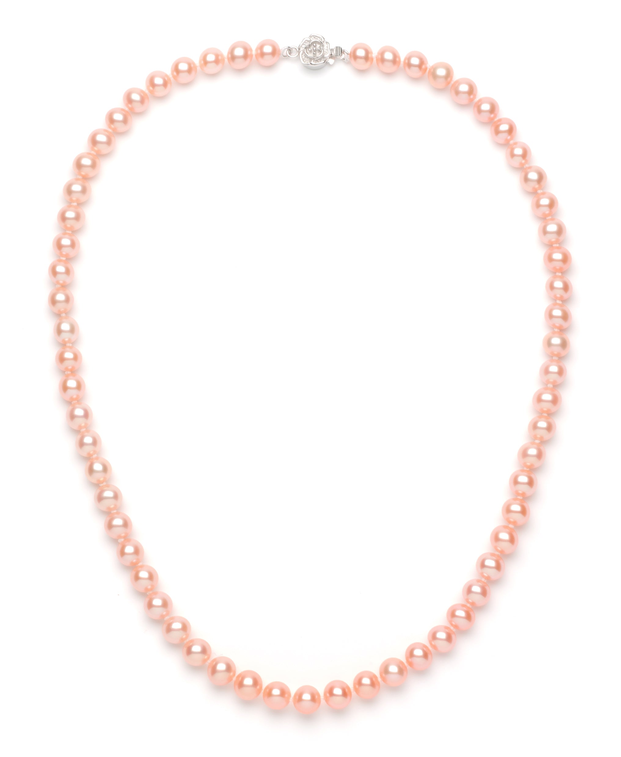 Necklace/Earrings Set 7.0-8.0 mm Pink Freshwater Pearls