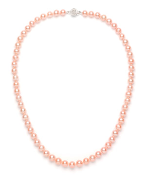 Necklace/Earrings Set 7.0-8.0 mm Pink Freshwater Pearls