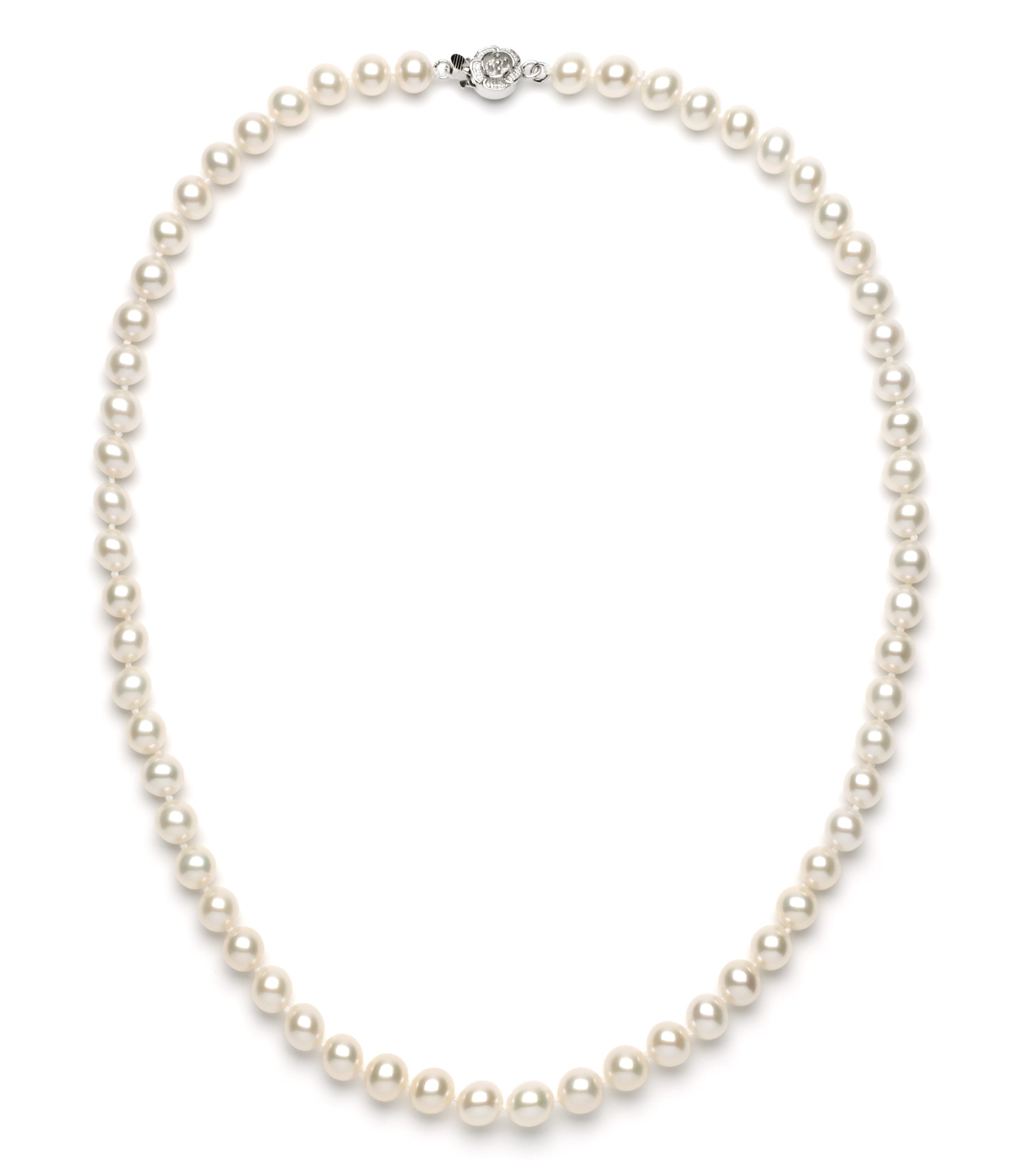 Necklace/Earrings Set 7.0-8.0 mm White Freshwater Pearls