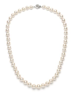 Necklace/Earrings Set 9 mm White Freshwater Pearls