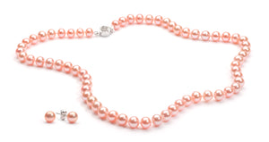 Necklace/Earrings Set 6.0-7.0 mm Pink Freshwater Pearls