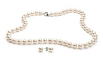 Necklace/Earrings Set 8.0-9.0 mm White Freshwater Pearls