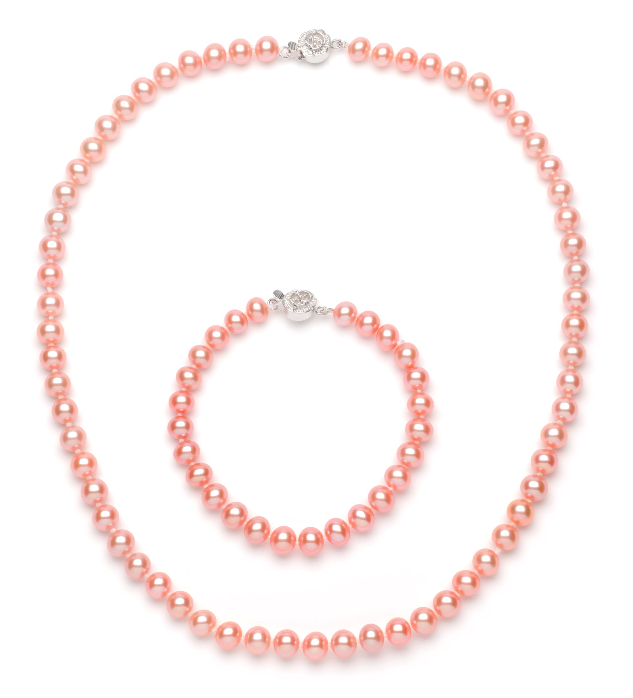 Necklace/Bracelet Set 6.0-7.0 mm Pink Freshwater Pearls