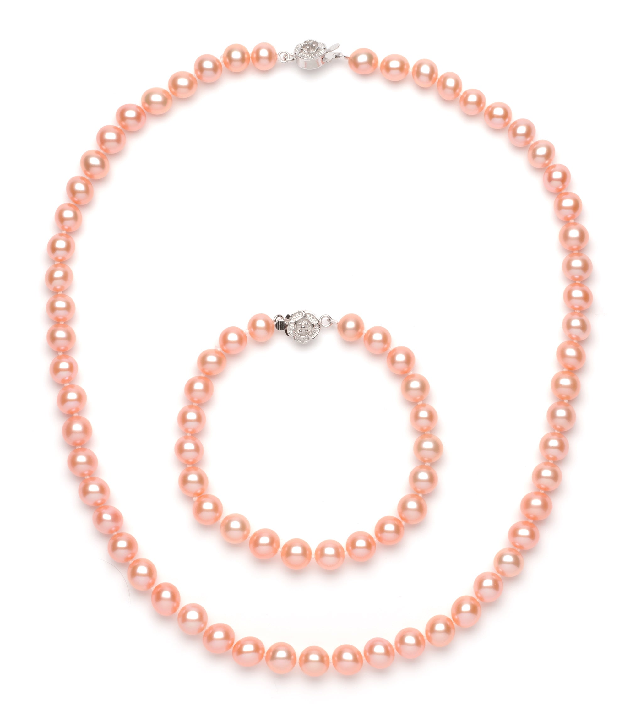 Necklace/Bracelet Set 8.0-9.0 mm Pink Freshwater Pearls